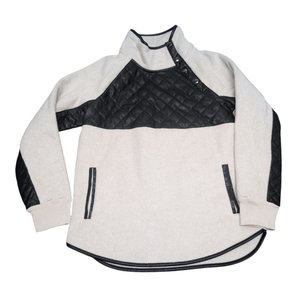 Abercrombie & Fitch Jackets & Blazers - Abercrombie & Fitch Snap Up Vegan Leather Fleece Pullover Jacket Women's Medium